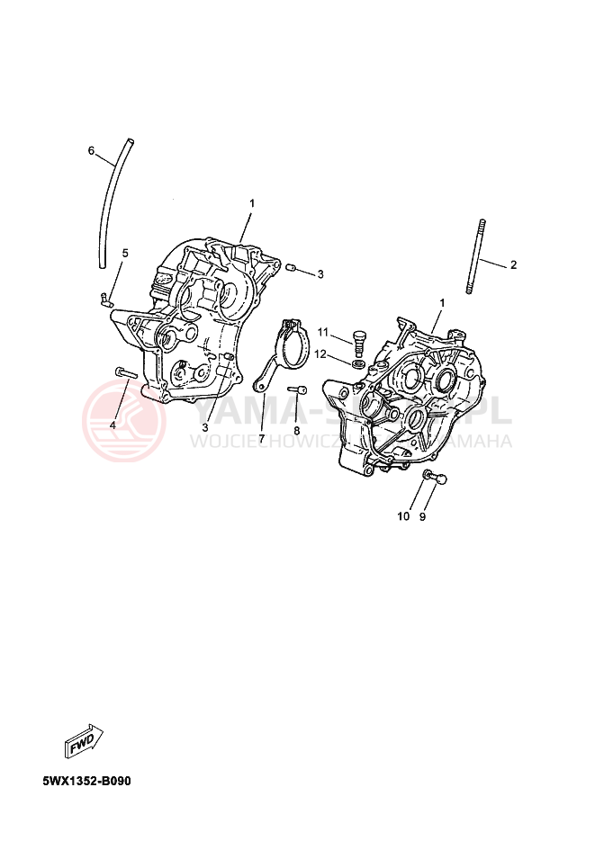 Schemat "Obudowa silnika" do Yamaha TZR50