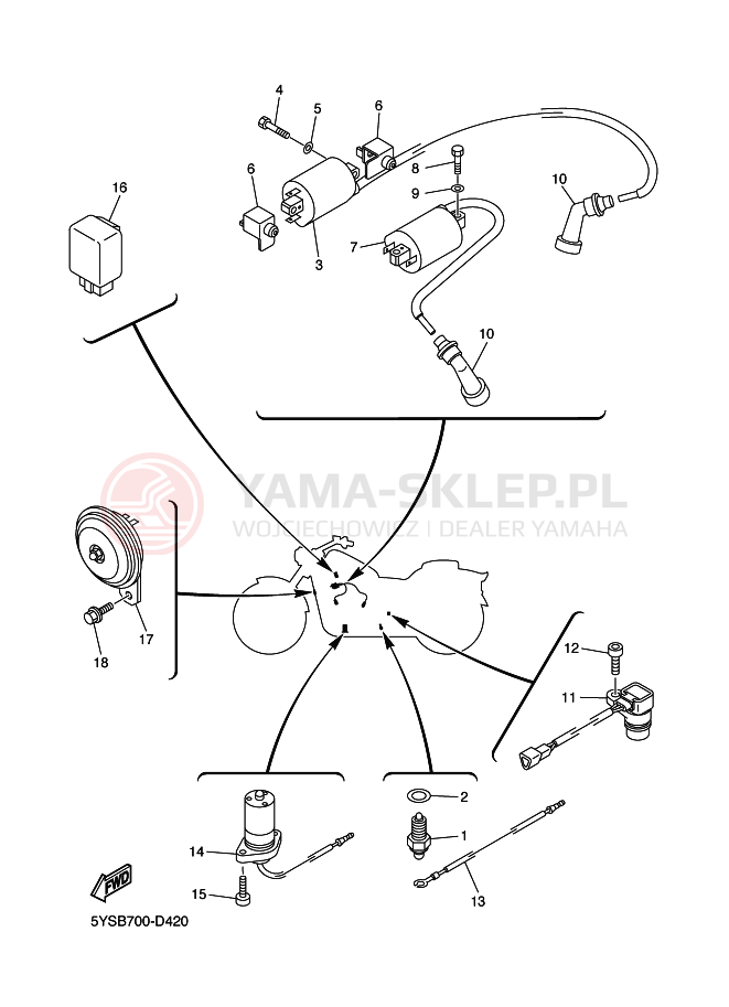 Schemat "układ elektryczny" do Yamaha XVS1100A DRAGSTAR 1100 CLASSIC