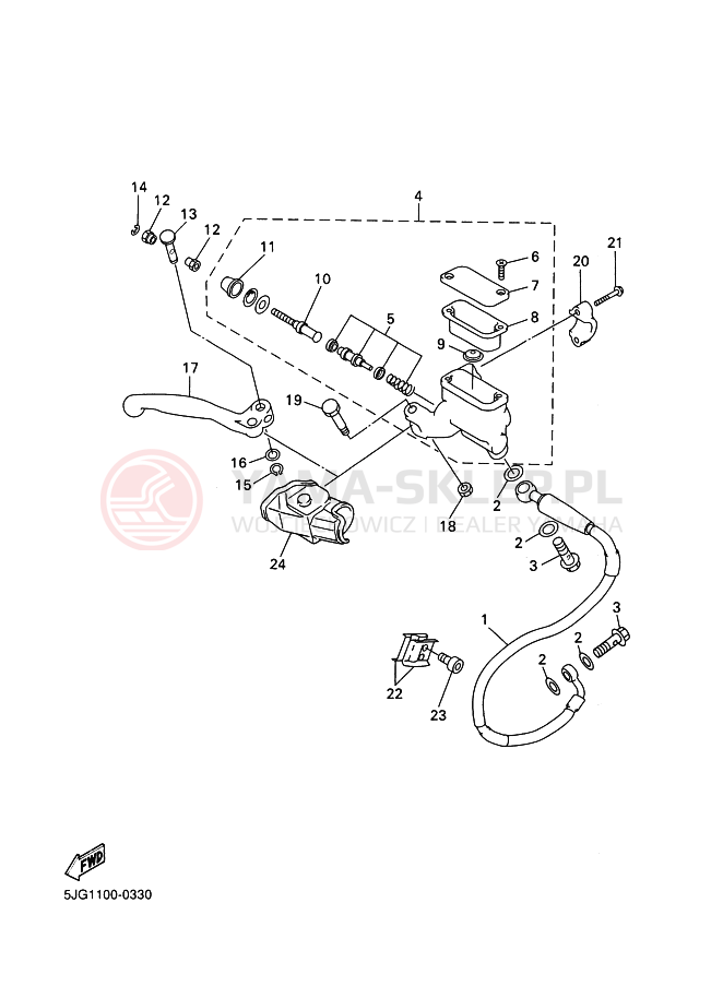 Schemat "Pompa hamulcowa przednia" do Yamaha YZ426F