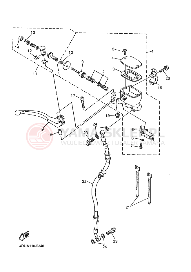 Schemat "Pompa hamulcowa przednia" do Yamaha XJ600S DIVERSION