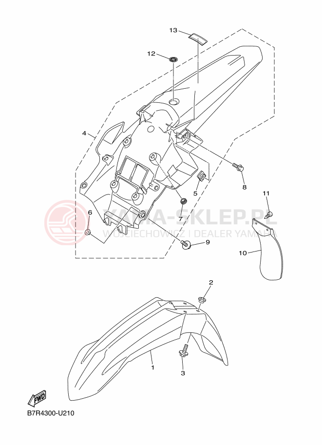 Schemat "błotnik" do Yamaha WR450F