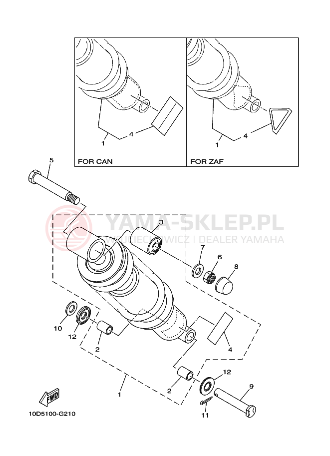 Schemat "zawieszenie tył" do Yamaha TW200E