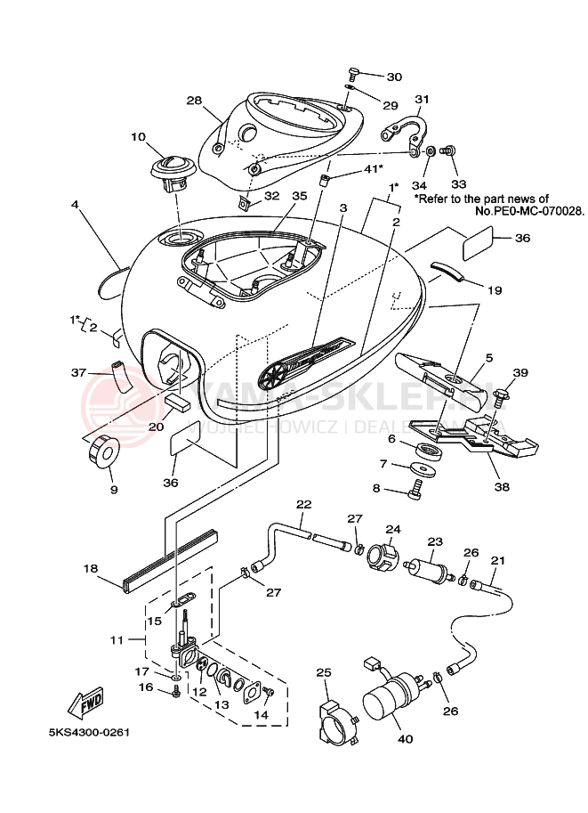 Schemat "zbiornik paliwa" do Yamaha XVS1100A DRAGSTAR 1100 CLASSIC