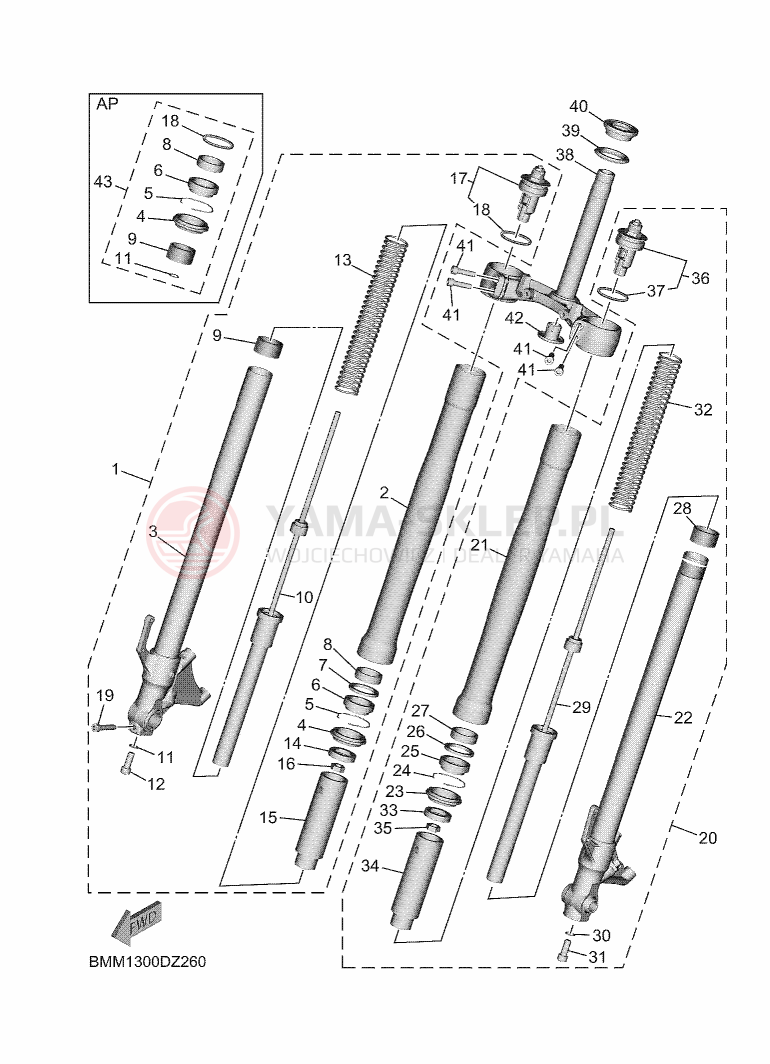 Schemat "Amortyzatory przód" do Yamaha MT-09 SP