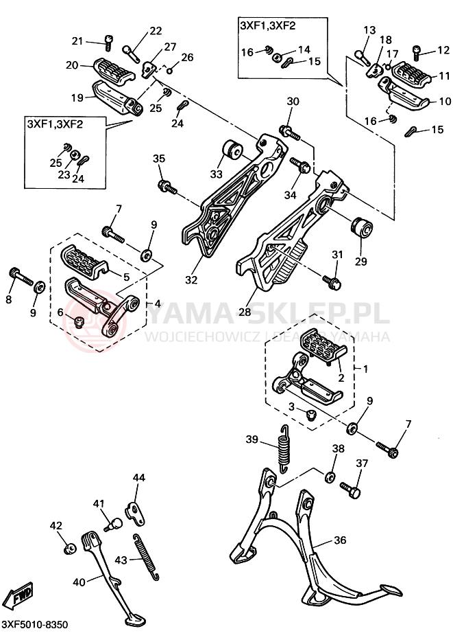 Schemat "Stopka postojowa i podnóżki" do Yamaha FZX750