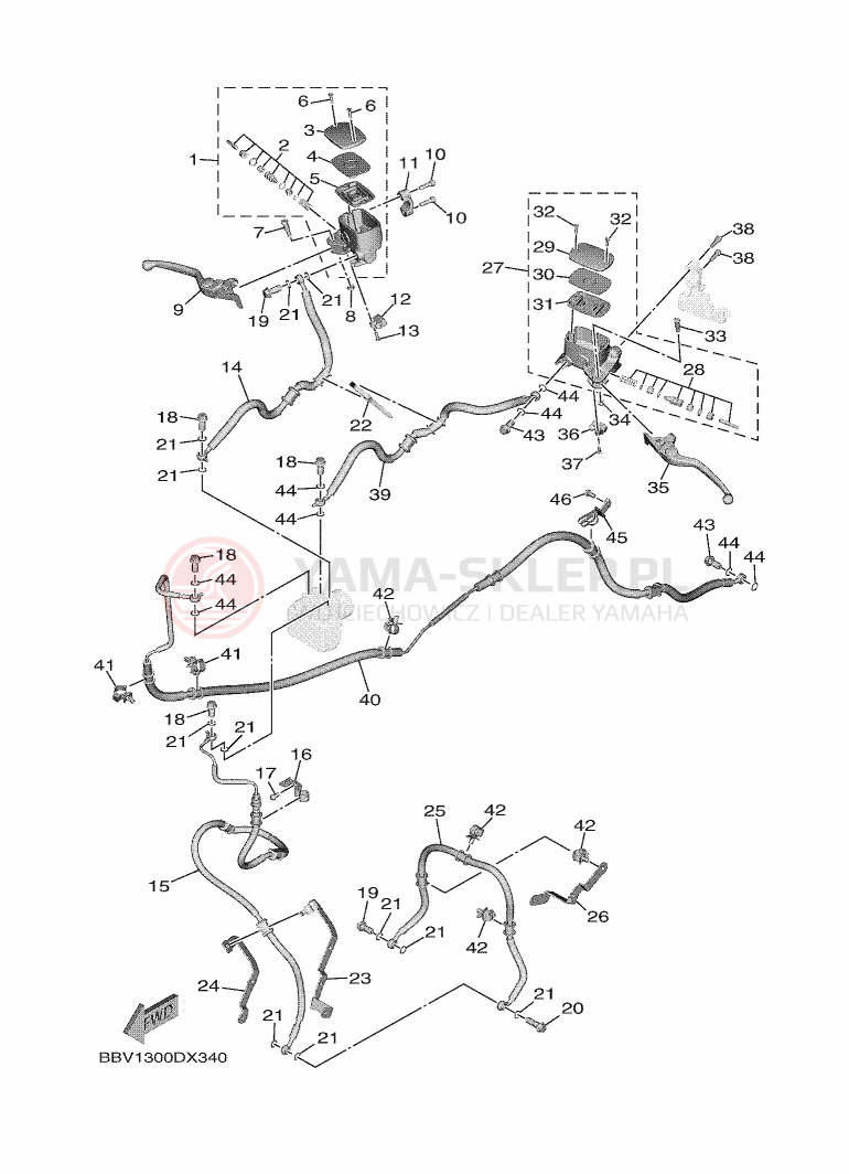 Schemat "Pompa hamulcowa przednia" do Yamaha TMAX