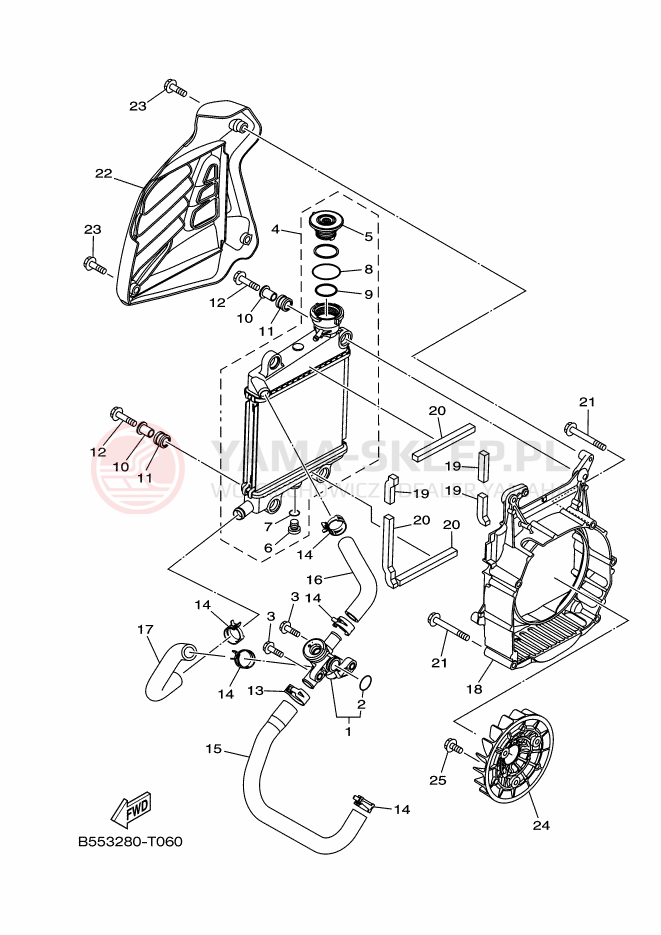 Schemat "Układ chlodzenia" do Yamaha NMAX 150
