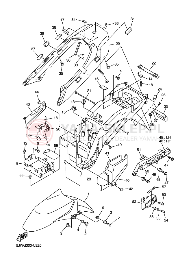 Schemat "błotnik" do Yamaha FJR1300