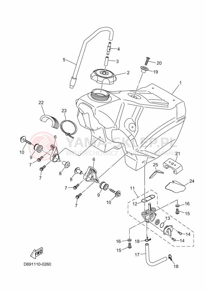 Schemat "zbiornik paliwa" do Yamaha YZ250