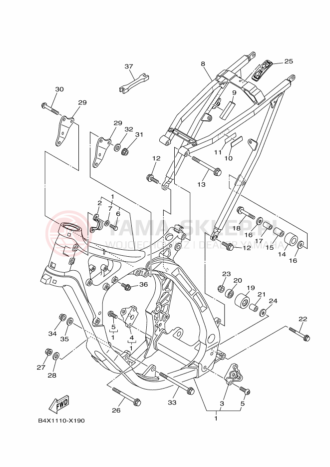 Schemat "rama" do Yamaha YZ125
