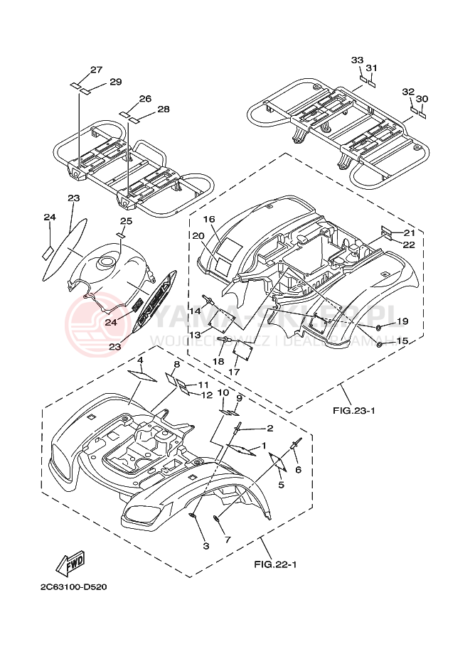 Schemat "naklejki" do Yamaha GRIZZLY