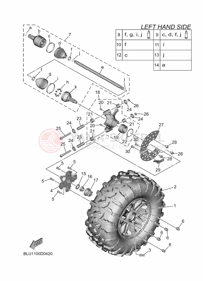 Schemat "Koło tył" do Yamaha WOLVERINE RMAX4 1000 COMPACT LE