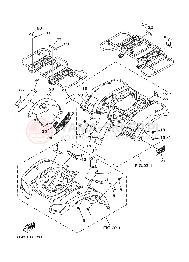 Schemat "naklejki" do Yamaha GRIZZLY