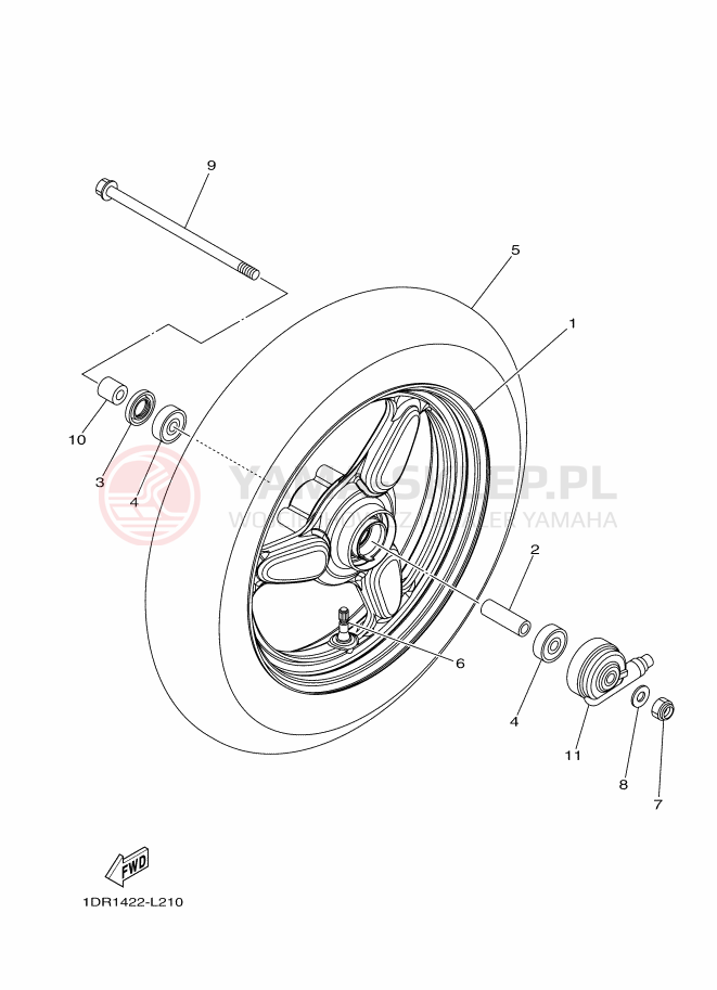 Schemat "FRONT WHEEL" do Yamaha DELIGHT