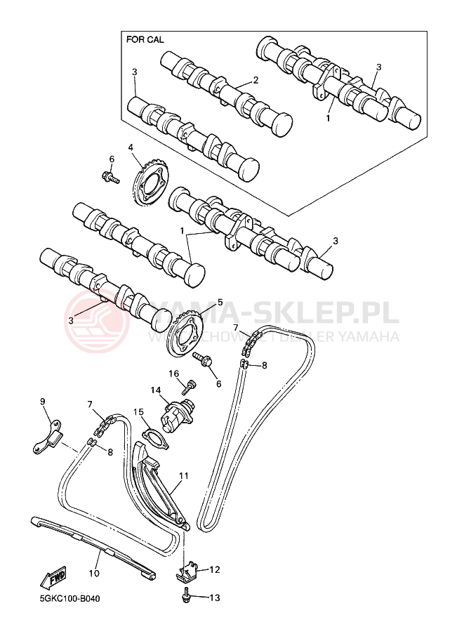 Schemat "Wałek rozrządu" do Yamaha VMX12 VMX12R VMAX