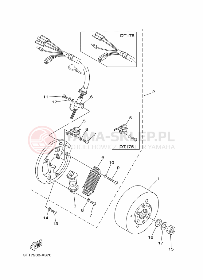 Schemat "prądnica" do Yamaha DT125