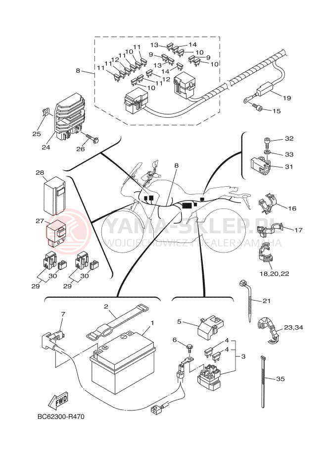 Schemat "układ elektryczny" do Yamaha TRACER 700