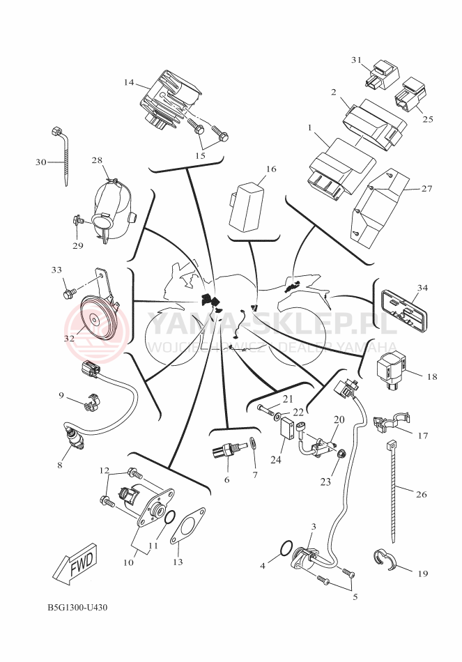Schemat "układ elektryczny" do Yamaha YZF-R125