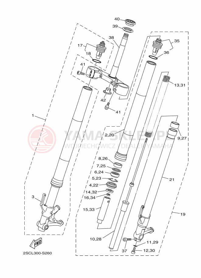 Schemat "Amortyzatory przód" do Yamaha TRACER 900