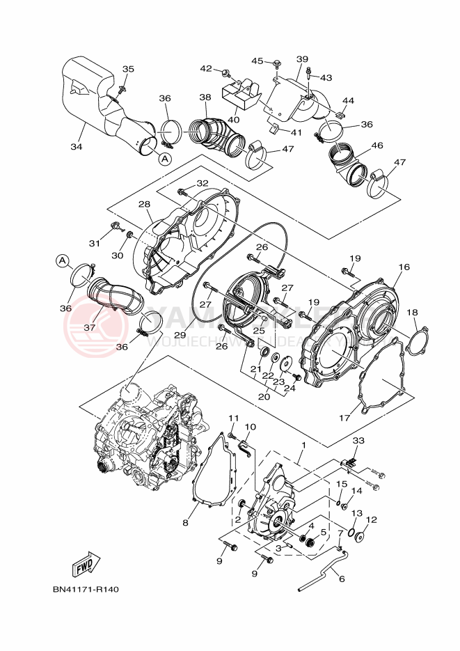 Schemat "Pokrywa silnika" do Yamaha WOLVERINE R
