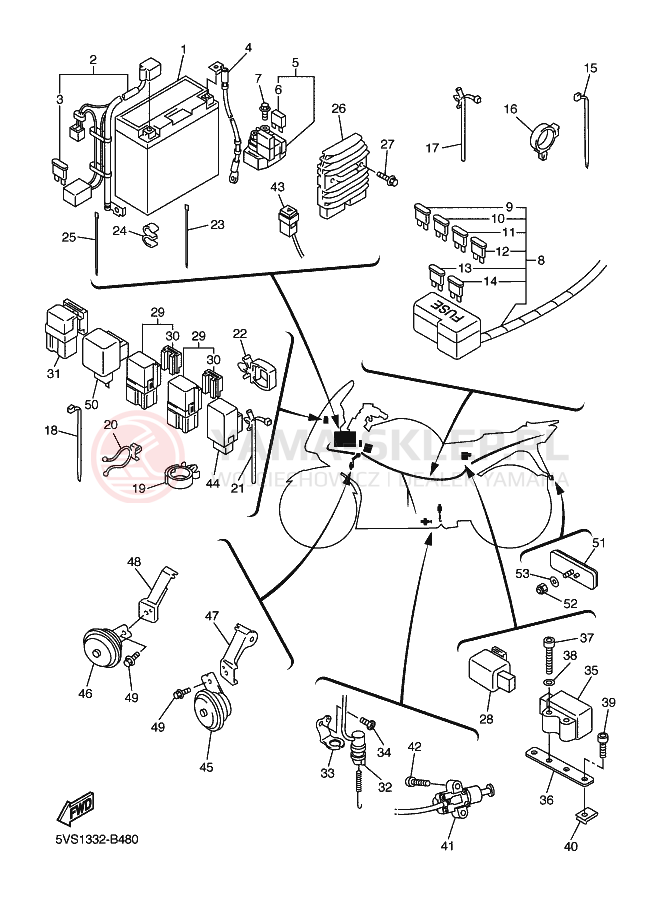 Schemat "układ elektryczny" do Yamaha FJR1300A