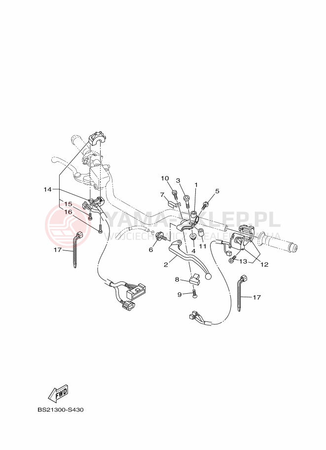 Schemat "Kierownica i osprzęt" do Yamaha MT-09 ABS
