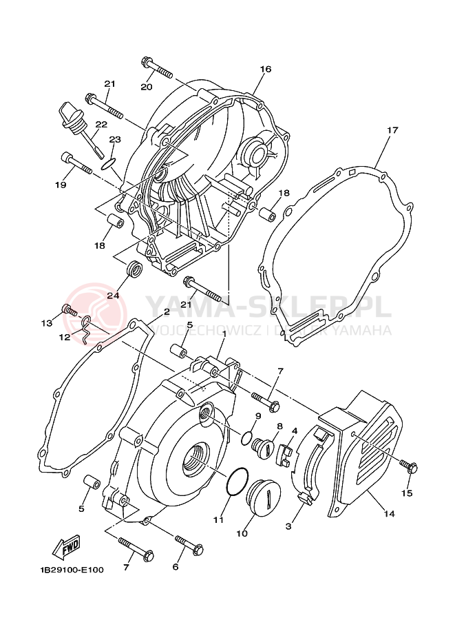 Schemat "Pokrywa silnika" do Yamaha TT-R125LW
