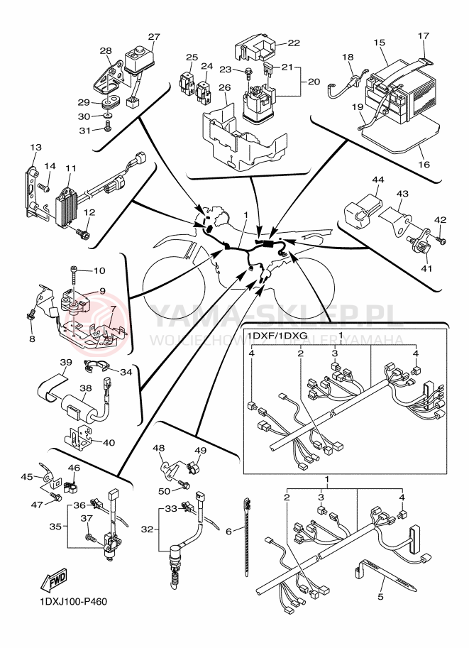 Schemat "układ elektryczny" do Yamaha WR450F