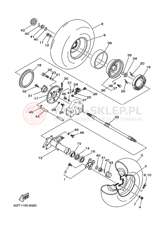 Schemat "Koło tył" do Yamaha YFM600FWA