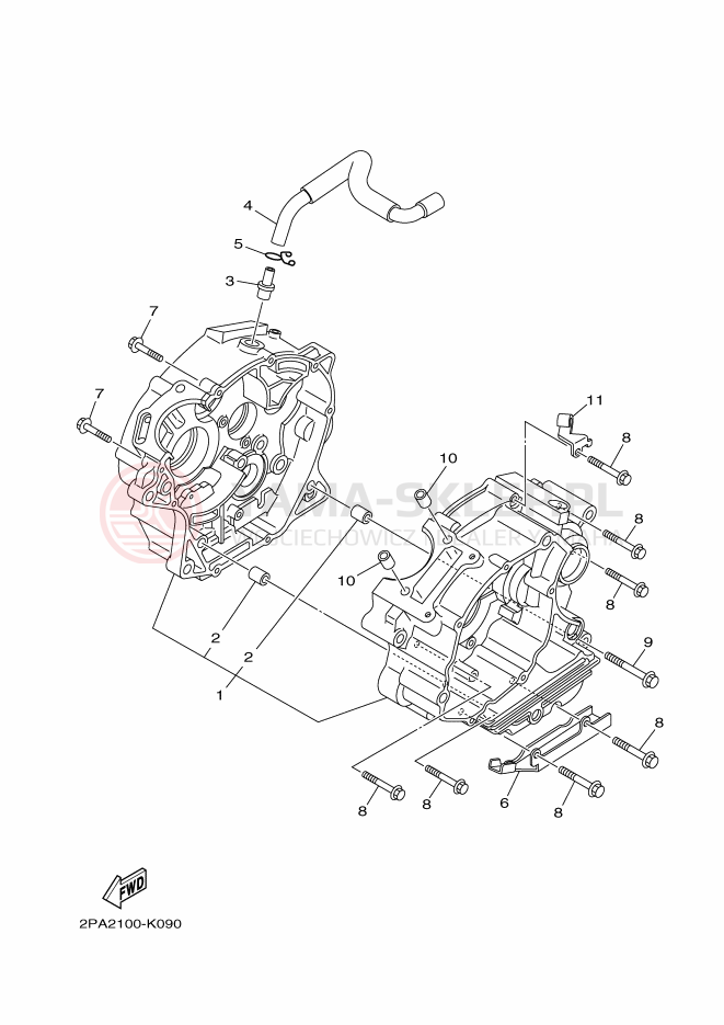 Schemat "Obudowa silnika" do Yamaha RAPTOR 125