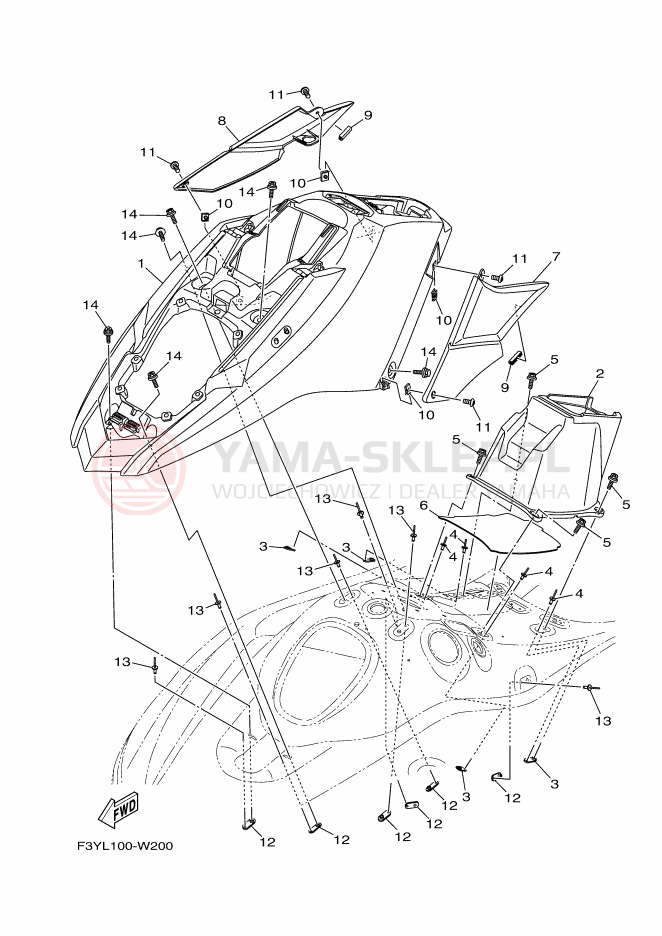 Schemat "ENGINE HATCH" do Yamaha EX1050B-X