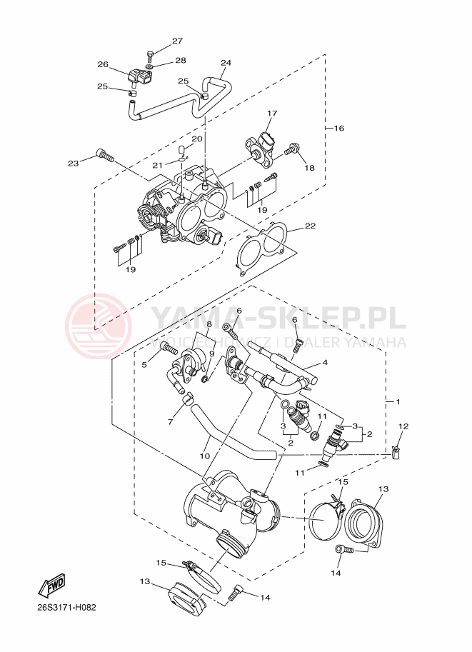 Schemat "Wtrysk paliwa" do Yamaha XVS950A