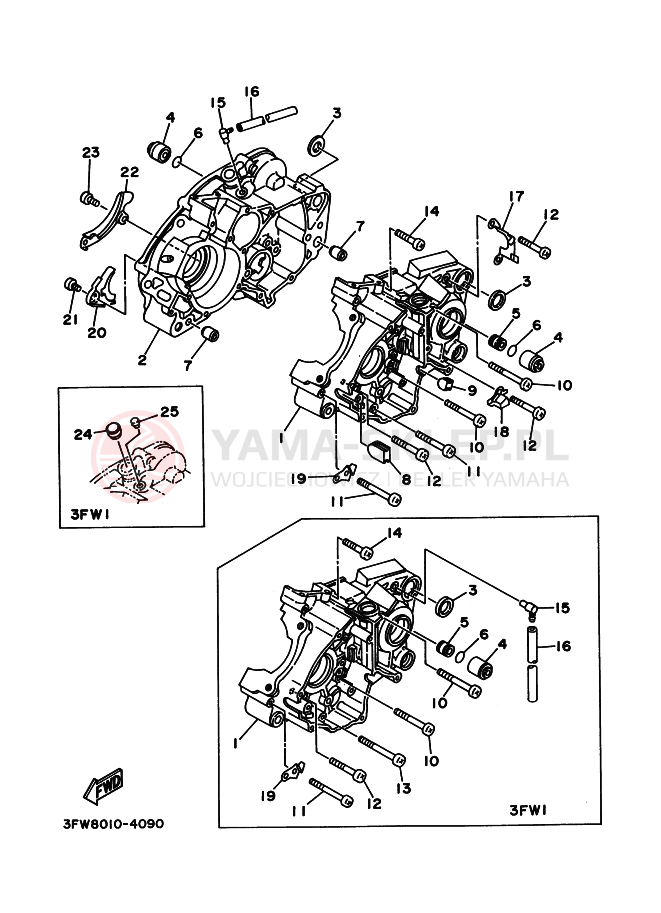 Schemat "Obudowa silnika" do Yamaha DT125R
