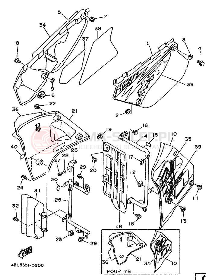 Schemat "Pokrywa boczna" do Yamaha DT125RE