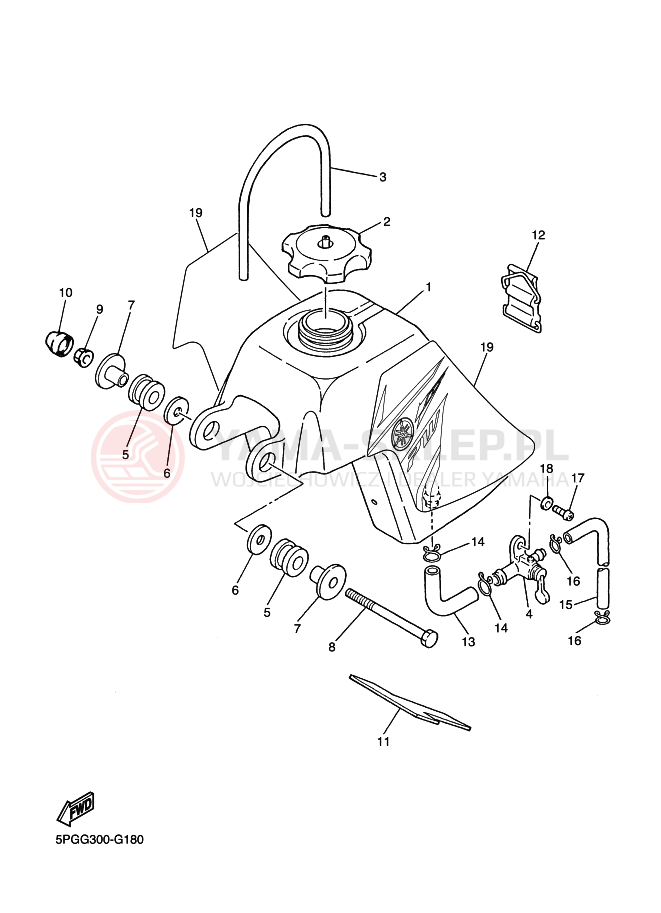 Schemat "zbiornik paliwa" do Yamaha PW50
