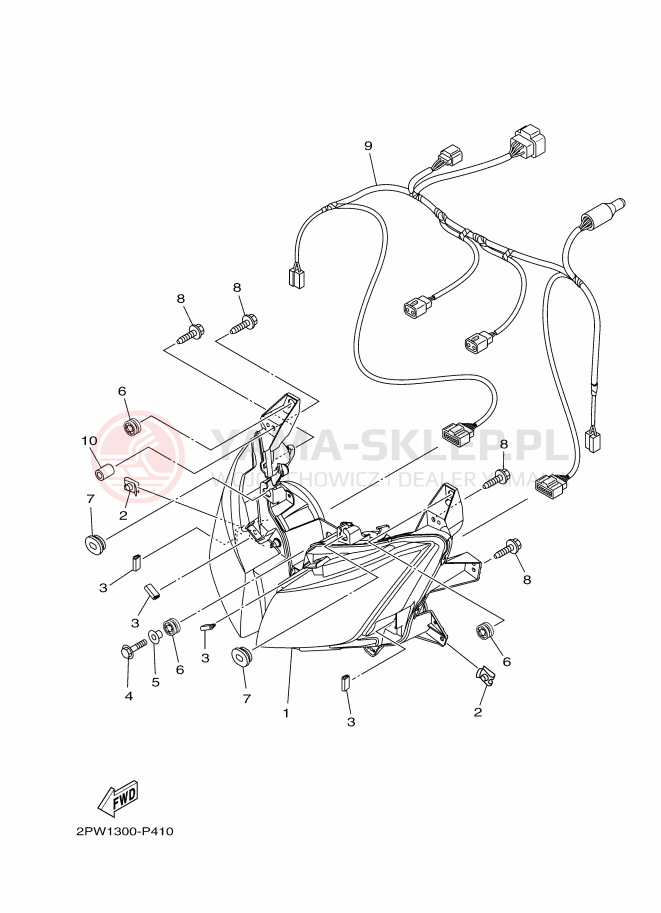 Schemat "Lampa przód" do Yamaha TMAX
