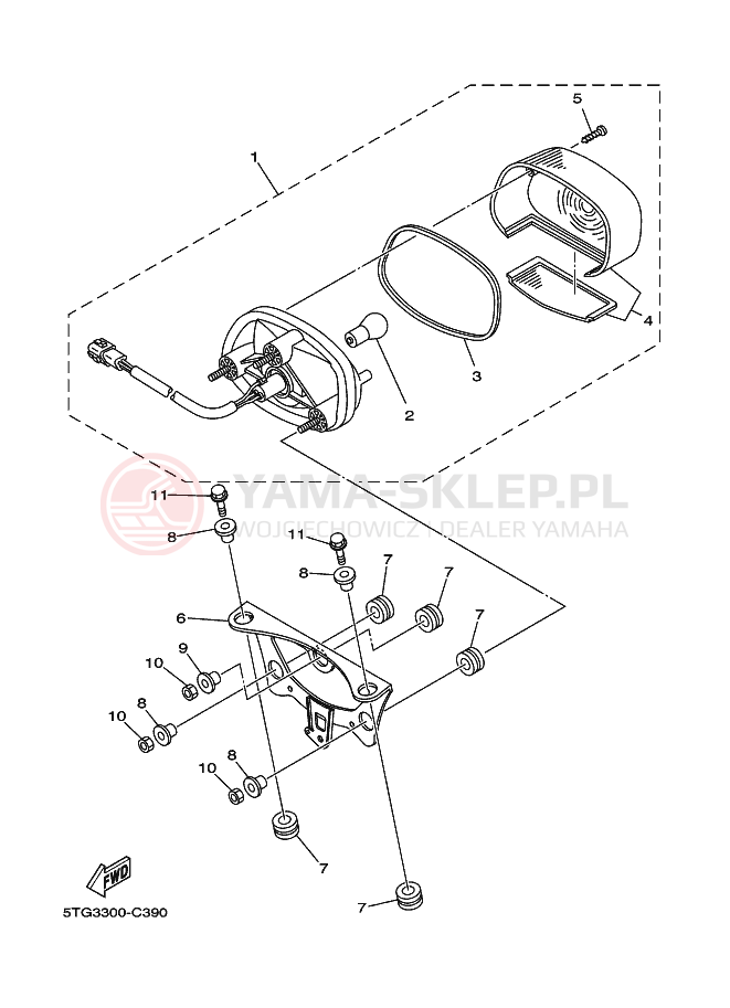 Schemat "lampa tył" do Yamaha YFZ450S