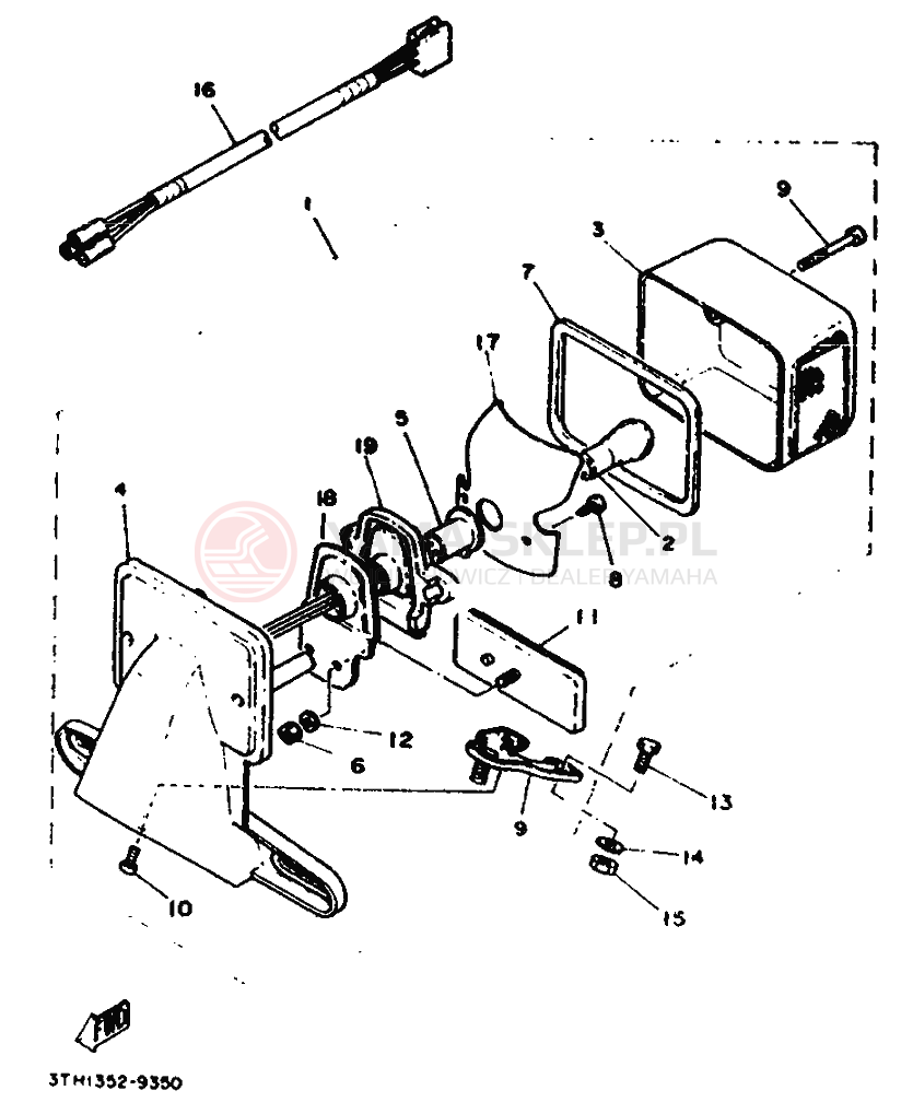 Schemat "Oświetlenie tył" do Yamaha SR250