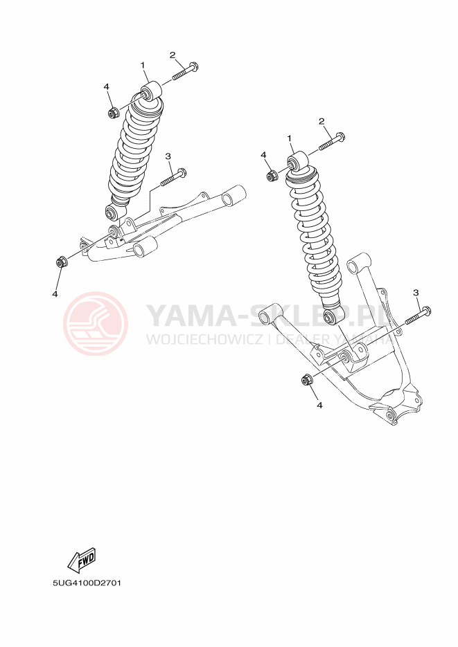 Schemat "zawieszenie tył" do Yamaha RHINO 660 SE SE
