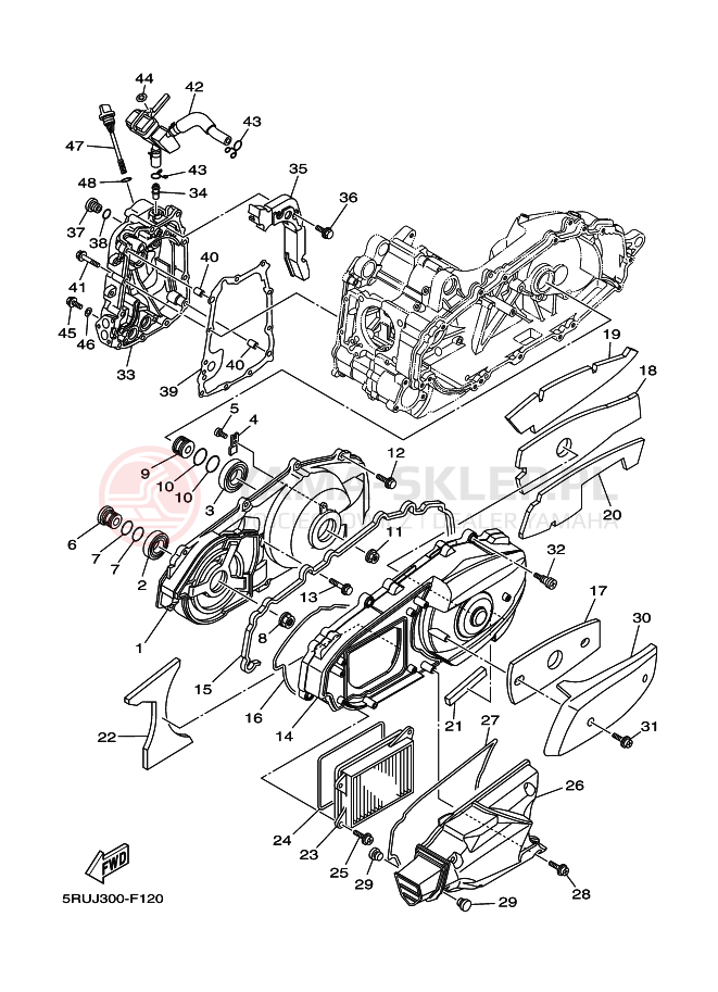Schemat "Pokrywa silnika" do Yamaha YP400ABS