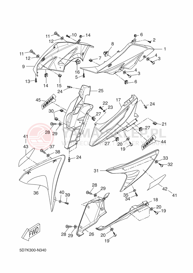 Schemat "elementy nadwozia" do Yamaha YZF-R125