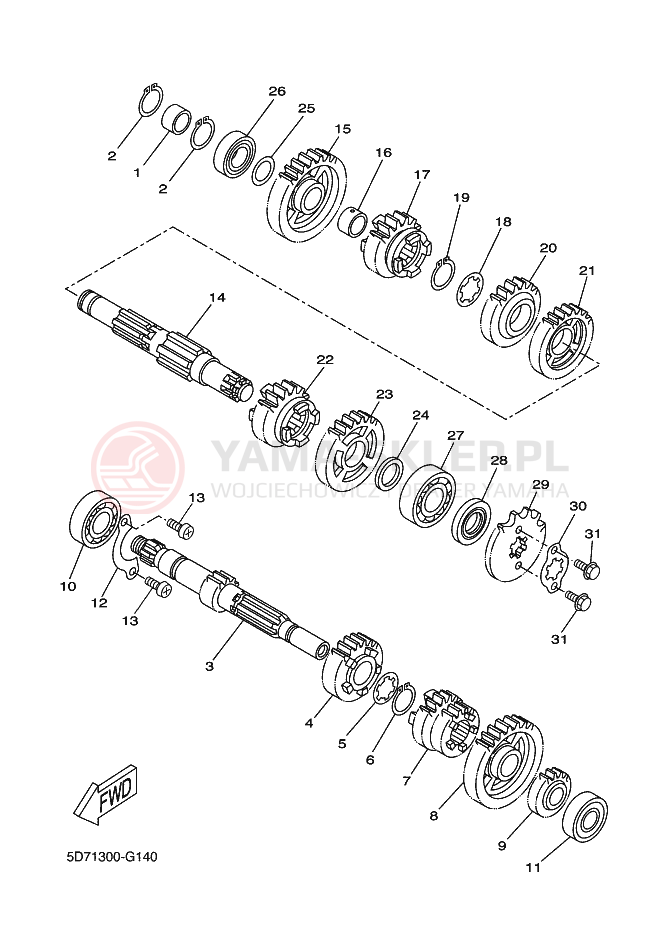 Schemat "Skrzynia biegów " do Yamaha MT-125 ABS
