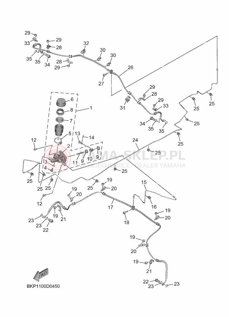 Schemat "układ hamulcowy" do Yamaha WOLVERINE RMAX2 1000 SE