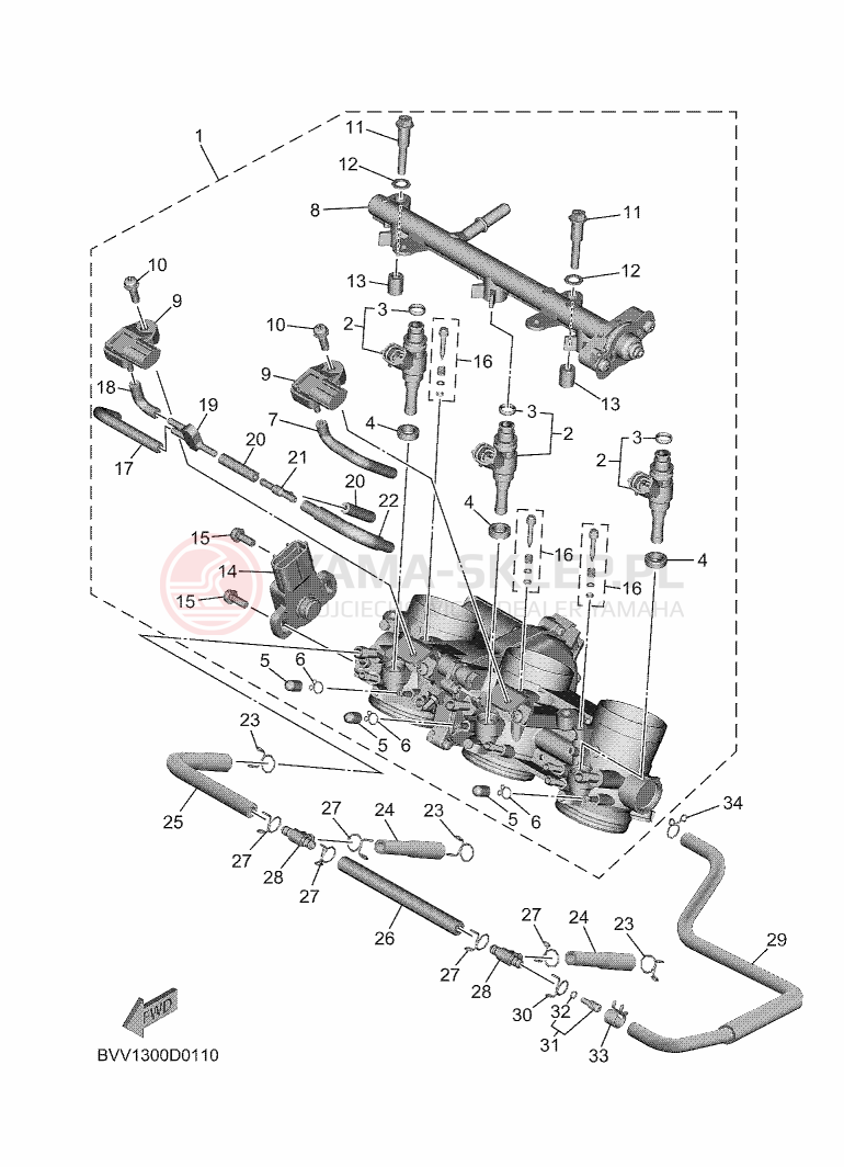 Schemat "Wtrysk paliwa" do Yamaha TRACER 9 Y-AMT