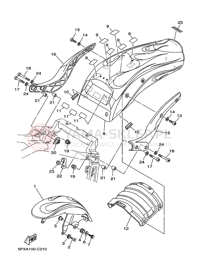 Schemat "błotnik" do Yamaha XV1700PC XV17PCS ROADSTAR WARRIOR