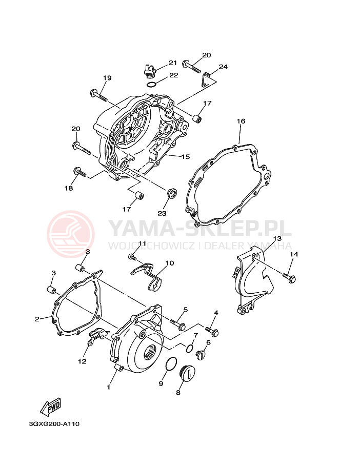 Schemat "Pokrywa silnika" do Yamaha AG200F