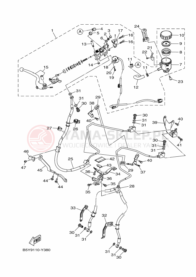 Schemat "Pompa hamulcowa przednia" do Yamaha MT-10 SP