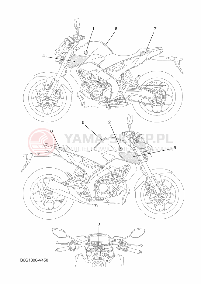 Schemat "naklejki" do Yamaha MT-125