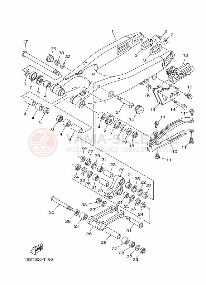 Schemat "wahacz" do Yamaha YZ250