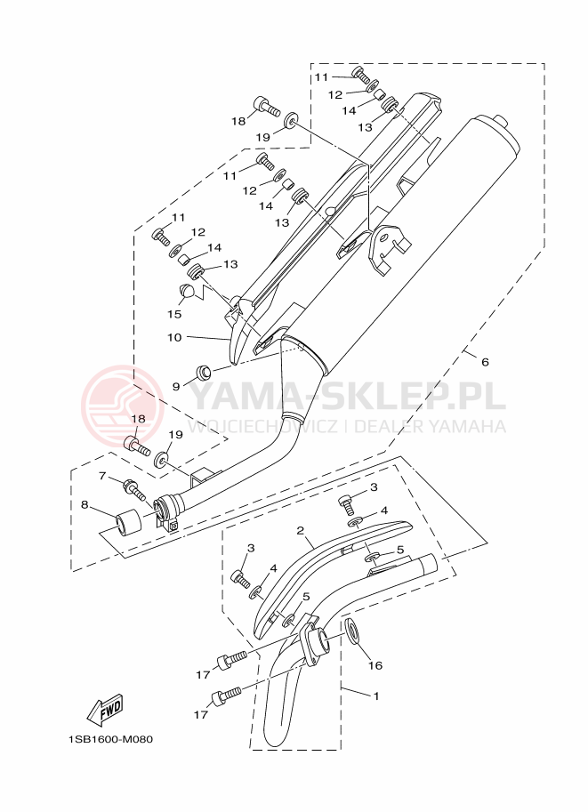 Schemat "Wydech końcowy" do Yamaha XTZ125E